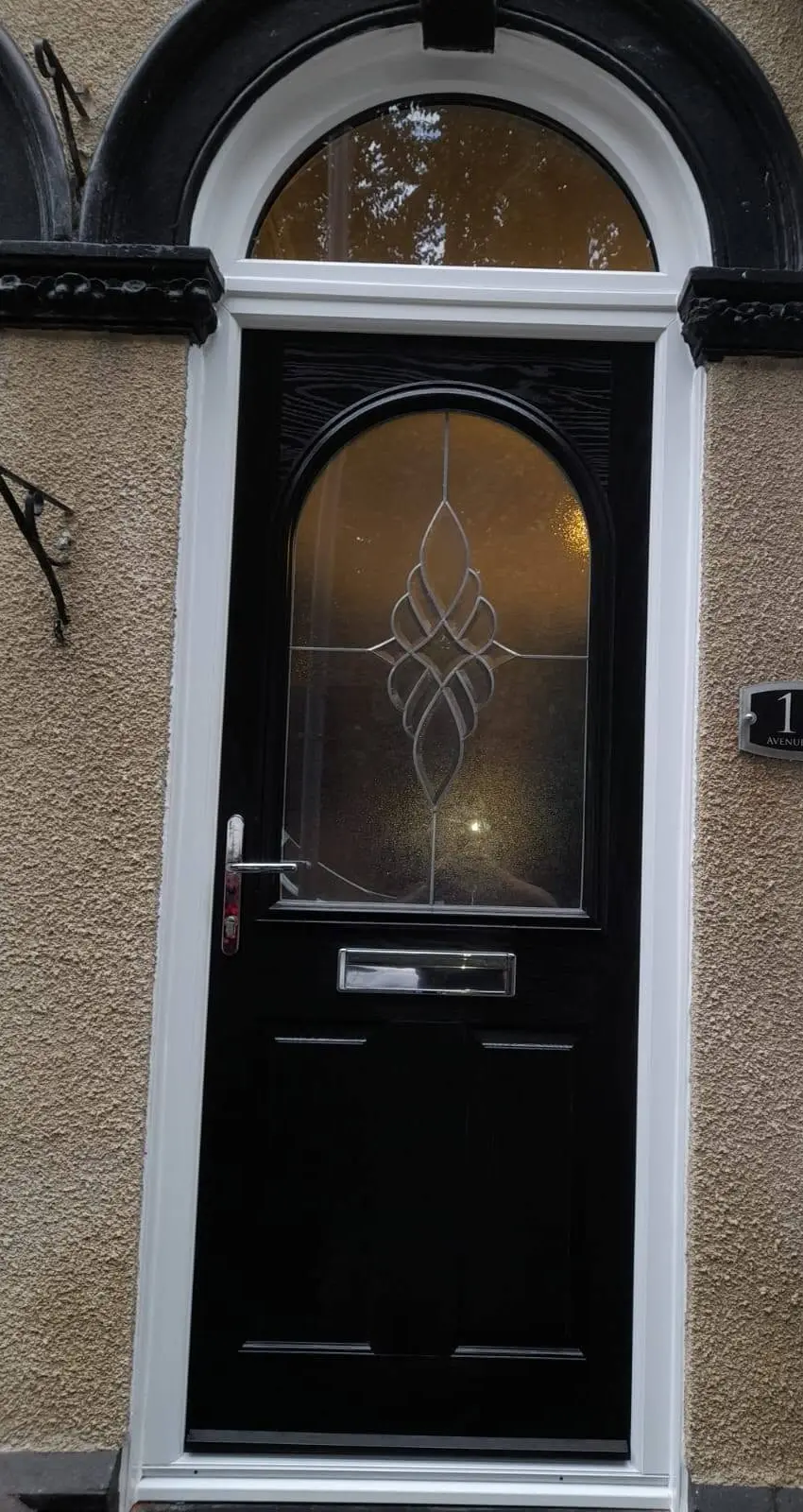 Black composite entrance door